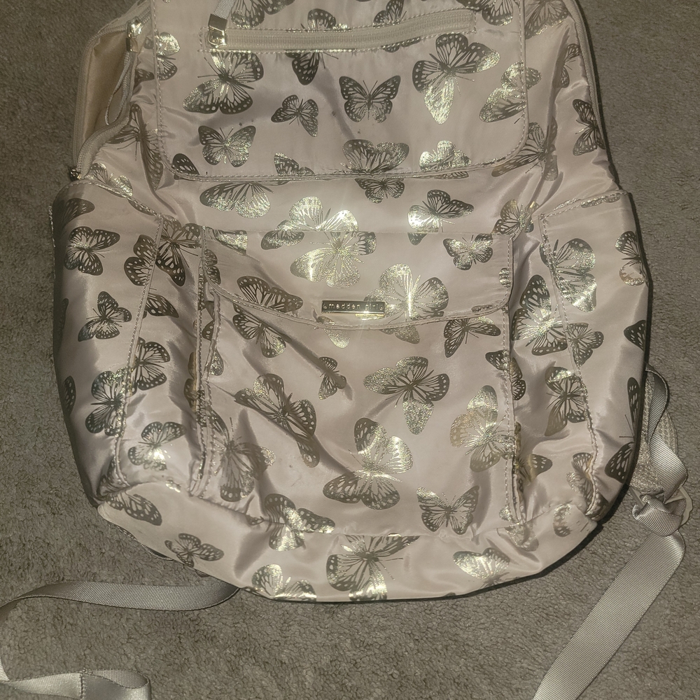 Silver Butterfly Print Women's Backpack